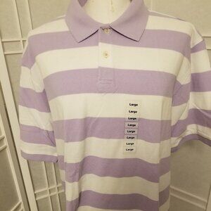 Club Room Lavender Stripe Men's Polo Large